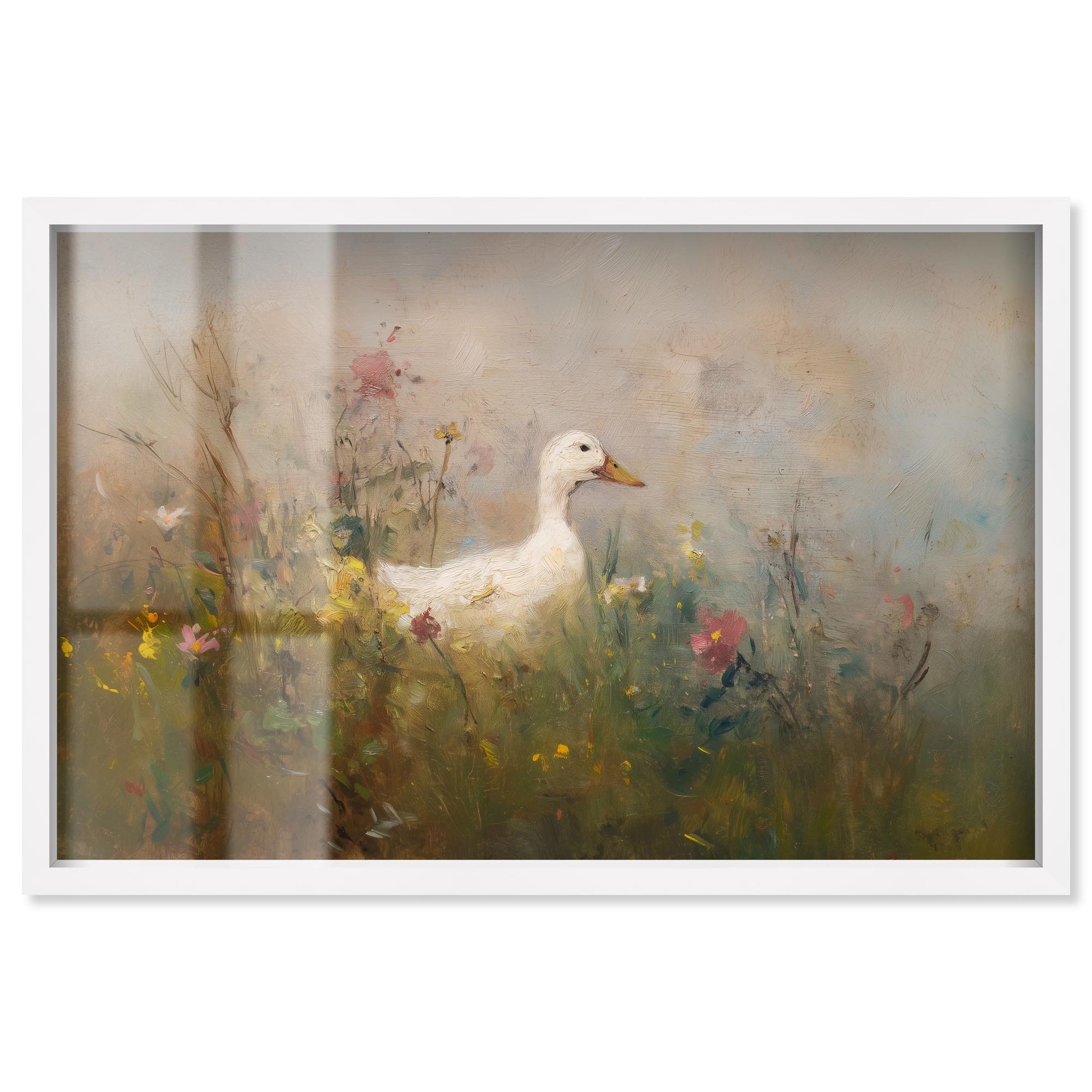 Duck in Wild Bloom Vintage Wall Decor Shadowbox Print by Art Remedy