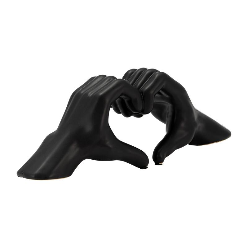 Sagebrook Ceramic Heart Shaped Hands Statue - 14" x 4" x 5" - Black