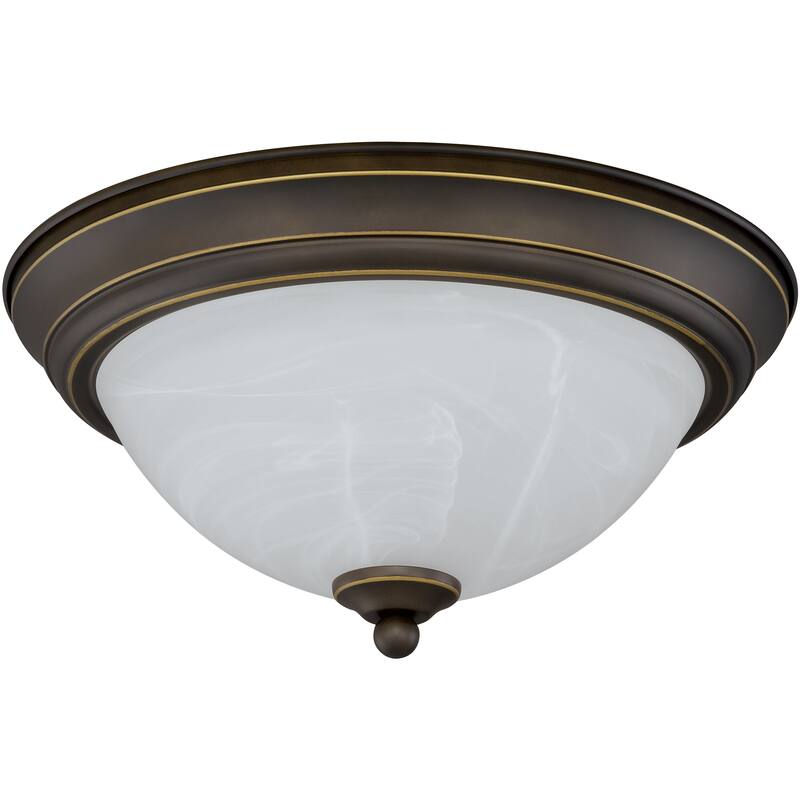 Stevens 2-Pack LED Transitional Flush Mount Ceiling Light Fixture White Alabaster Glass