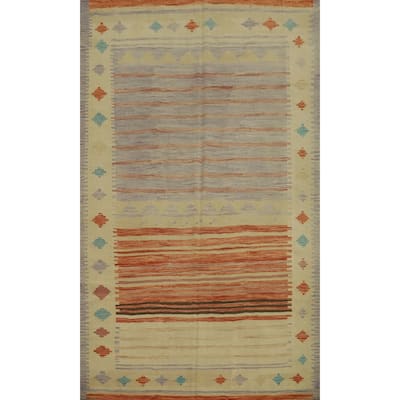 Hand Woven Oriental 100% Wool Carpet Southwestern Tribal Multi-Colored Kilim Area Rug - 8' 9'' X 5' 11''
