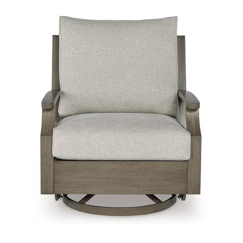 Inaya Outdoor Swivel Glider Chair with Cushion, Brown Coated Metal