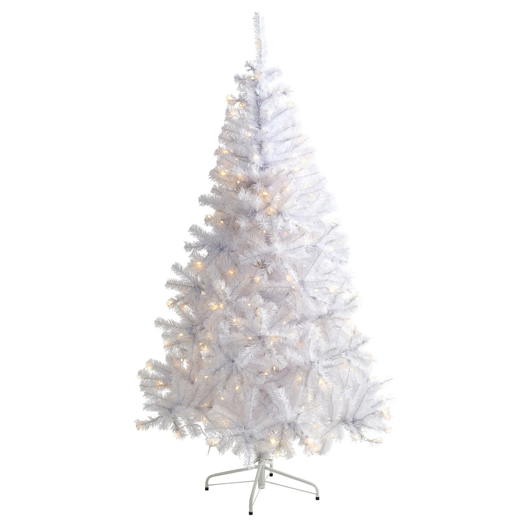Snowy White Christmas Tree 6ft Pre-Lit - Holiday Decor with 250 Lights & Bendable Branches - 72