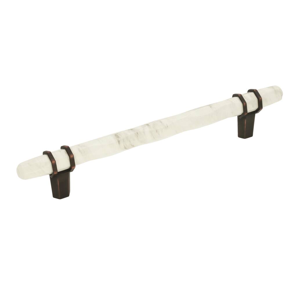 Carrione 6-5/16 in (160 mm) Center-to-Center Marble White/Oil-Rubbed Bronze Cabinet Pull - 6.3125