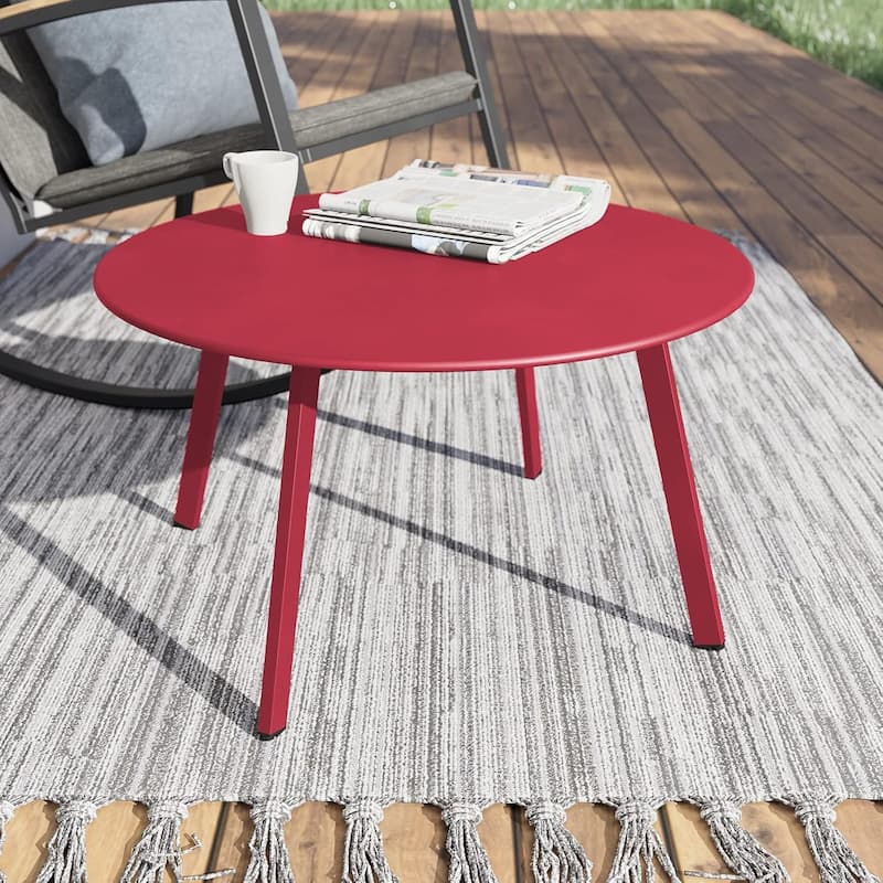 Patio Side Tables for Outside, Small End Table Accent Table Metal Round for Deck Garden Porch Balcony Yard Lawn