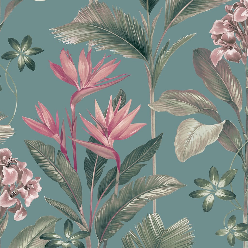 Belgravia Decor Oliana Teal Floral Wallpaper