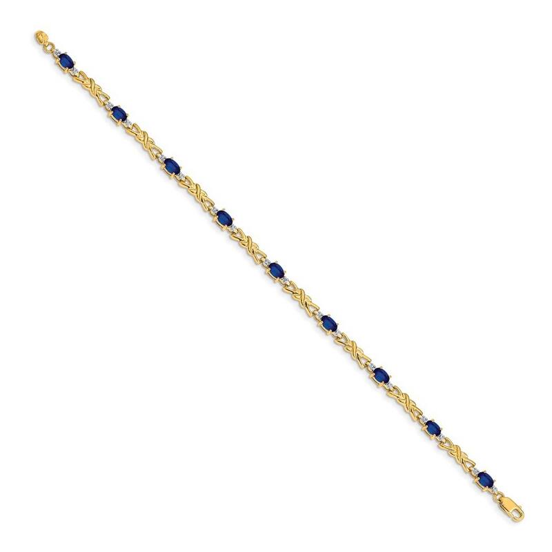 Curata 14k Diamond and Sapphire Oval Bracelet