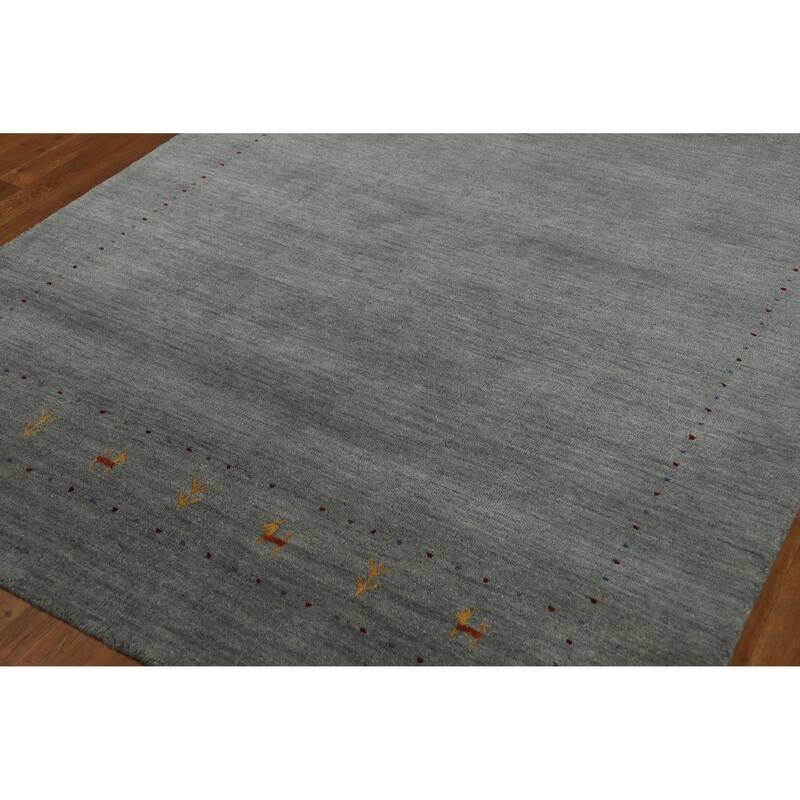 Gray Tribal Gabbeh Indian Area Rug Handmade Wool Carpet - 5'5" x 7'9"