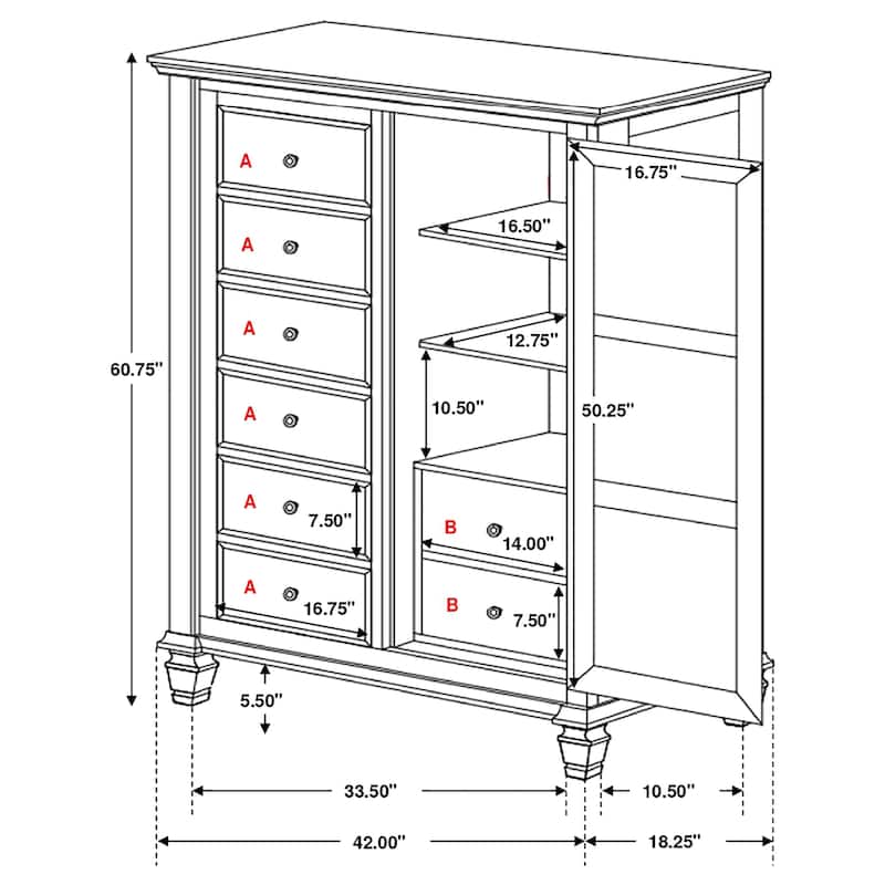 Sandy Beach Coastal Wood 8-drawer Door Chest