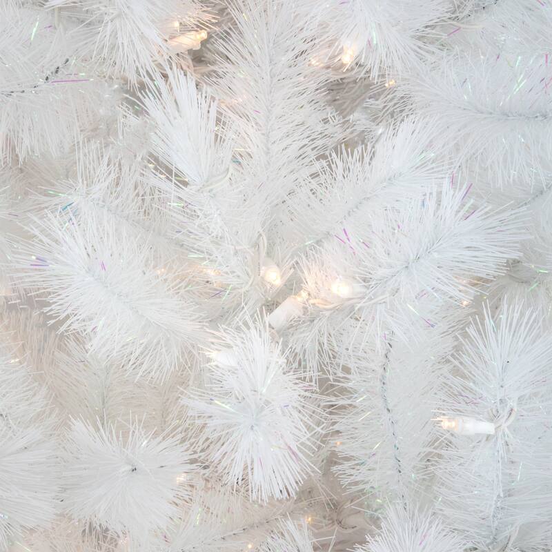 7.5' White Alaskan Pine Artificial Christmas Tree, Warm White LED - 7.5 Foot