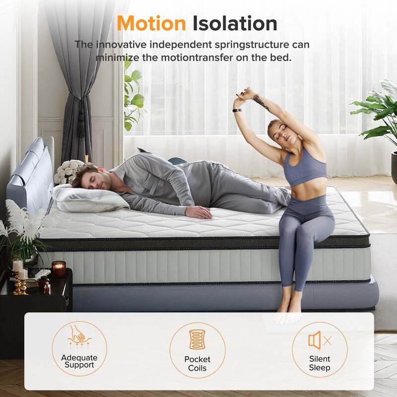 SweDrea 12" Medium Hybrid Memory Foam Mattress with CertiPUR-US & Oeko-TEX, Bamboo Charcoal Infusion