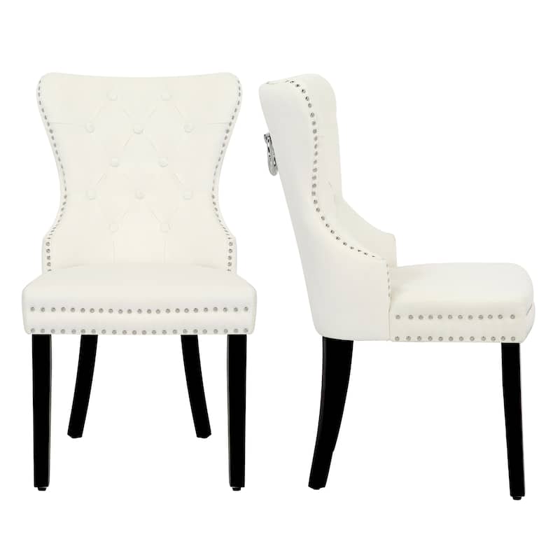 Grandview Tufted Upholstered Dining Chair (Set of 2) with Nailhead Trim and Ring Pull