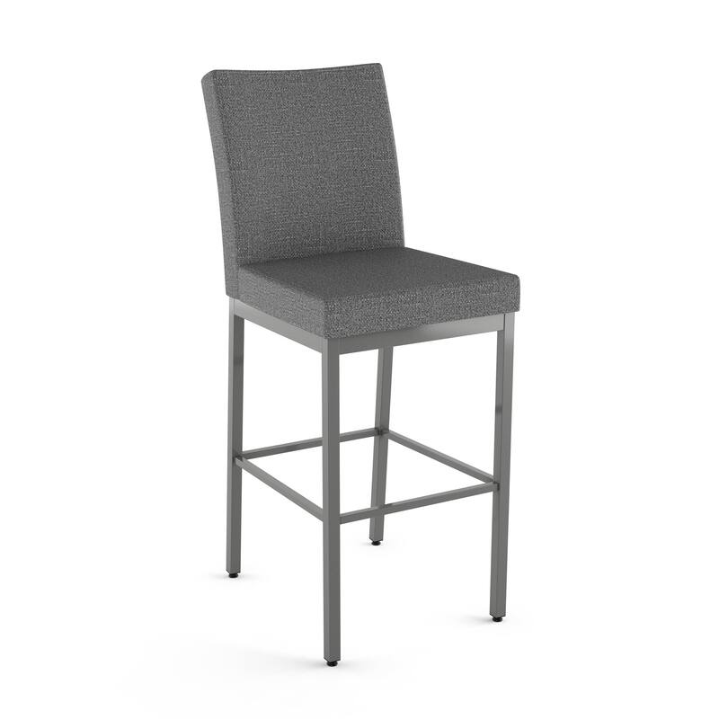 Amisco Perry Bar Stool - Grey Polyester Blend / Glossy Grey Metal