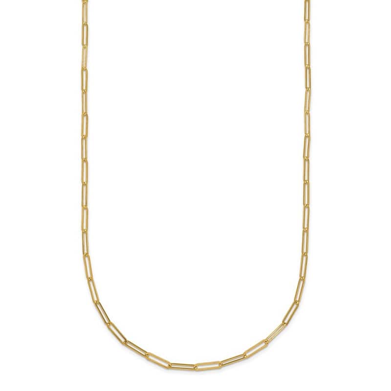 Curata Italian 14k Yellow Gold 1.7mm Small Paperclip Chain For Women (Lobster)