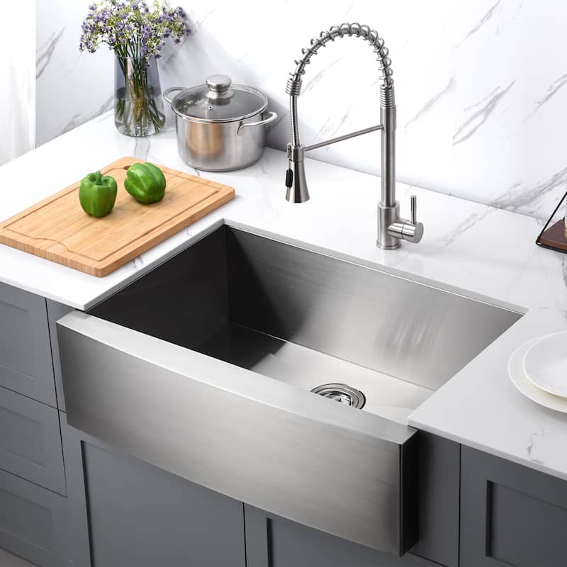 Luxier AFS30-18Z 30 in. Stainless Steel Apron Farmhouse Kitchen Sink