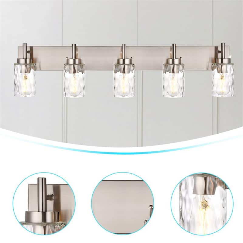 5-Light Vanity Light with Hammered Glass