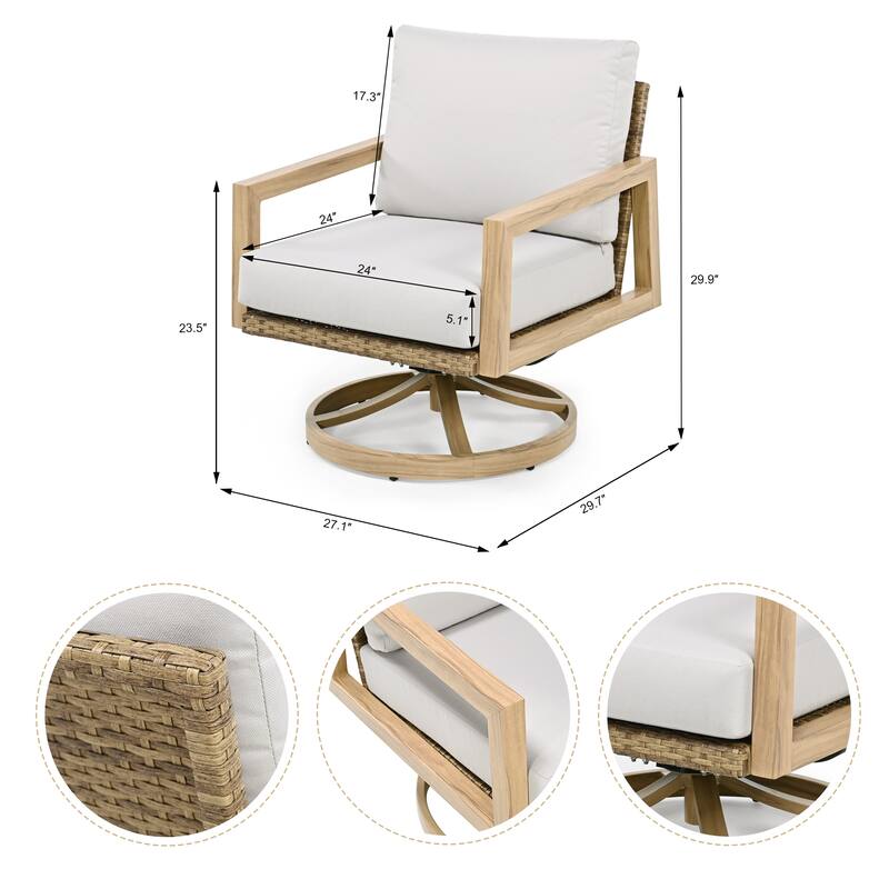 Rattan chair with cushion that swivels