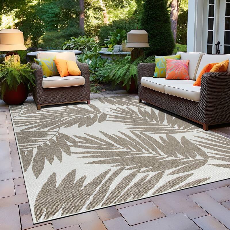 World Rug Gallery Floral Nature Inspired Indoor/Outdoor Area Rug