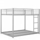 preview thumbnail 6 of 9, Silver Full over Full Size Metal Low Bunk Bed with Ladder and Fence for Kids