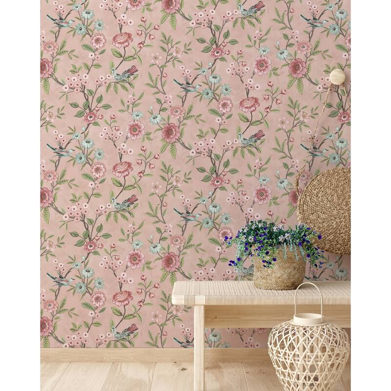Fine Decor Elspeth Pink Floral Trail Wallpaper