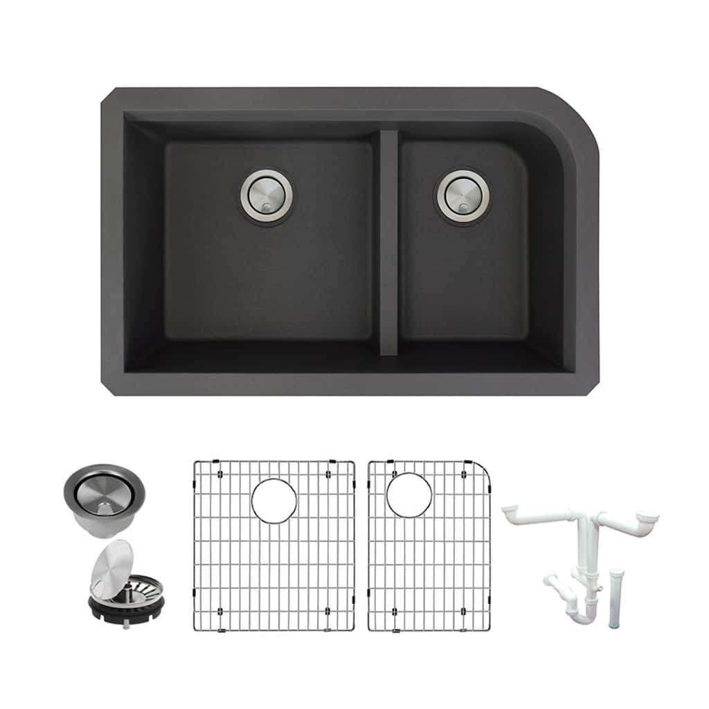Transolid K-RUDJ3118 Radius 31-3/4" Undermount Double Basin Granite