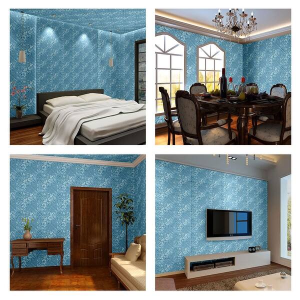 Shop 2pcs 3d Wall Panels Foam Self Stick Wall Decoration Wall Tiles 2 Sq Ft Blue On Sale Overstock
