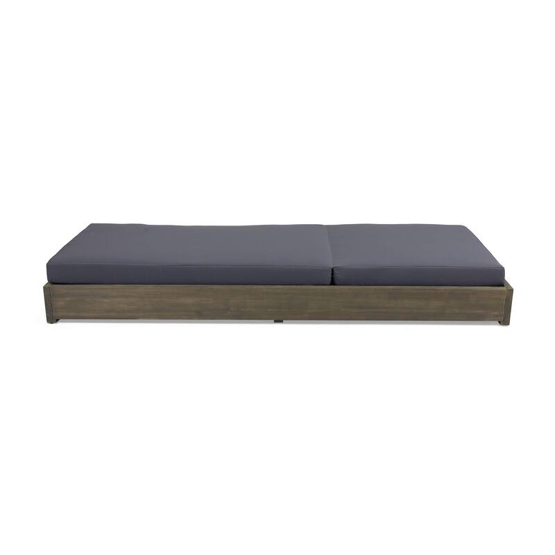 Ian Outdoor Acacia Wood Chaise Lounge with Cushion (Set of 4) by Christopher Knight Home
