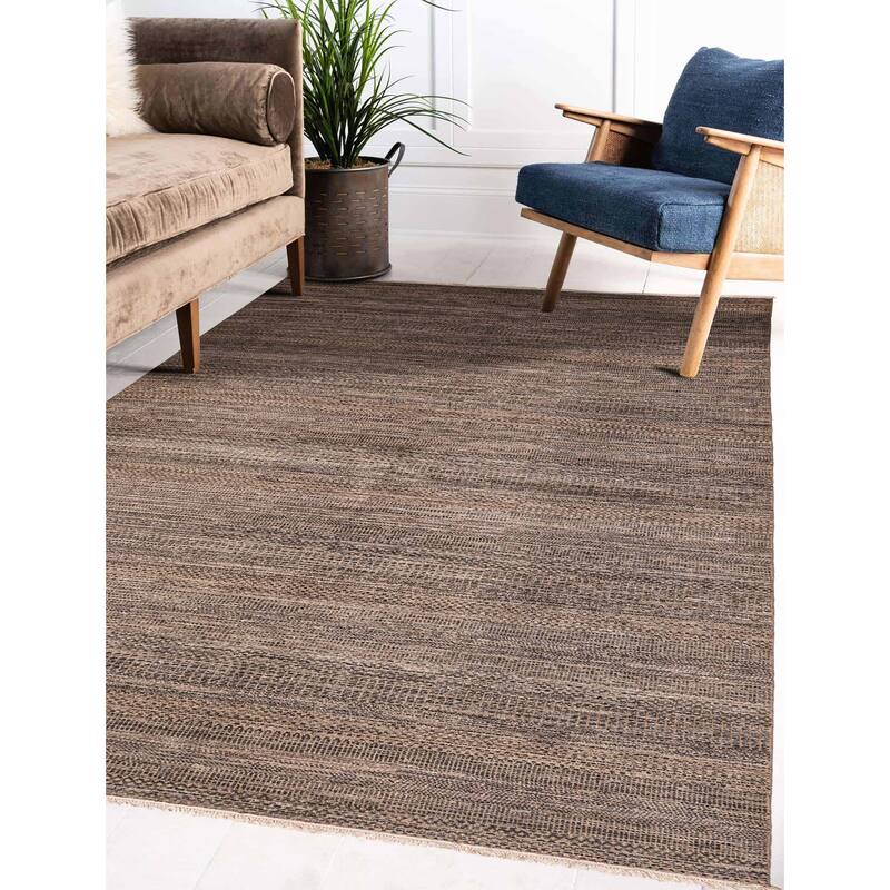 ECARPETGALLERY Hand-knotted Finest Silk Shadow Taupe Viscose, Wool Rug - 6'0 x 9'0