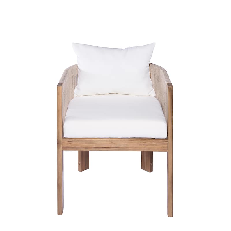 Christopher Knight Home - Aurelia Modern Acacia Wood Outdoor 9-Piece Dining Set with Woven Rope Back Chairs and Cushions