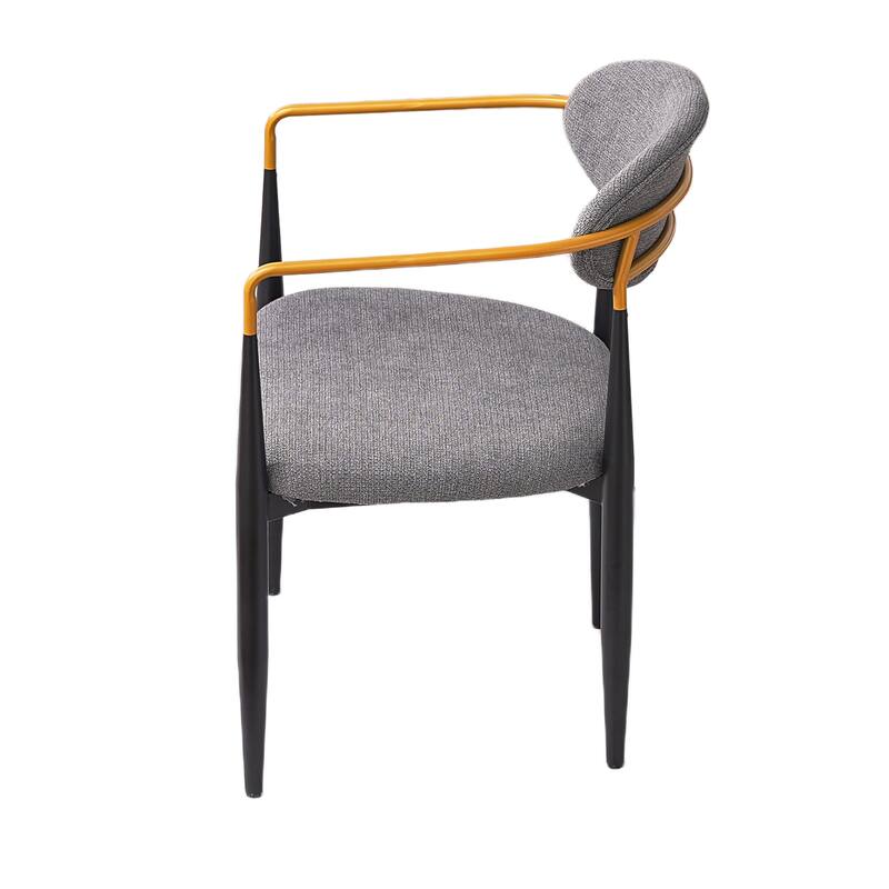 Modern Upholstered Dining Chair with Gold-Accented Armrests - 22"W x 21"D x 30"H, Ergonomic Design for Dining Room,2PCS/CTN