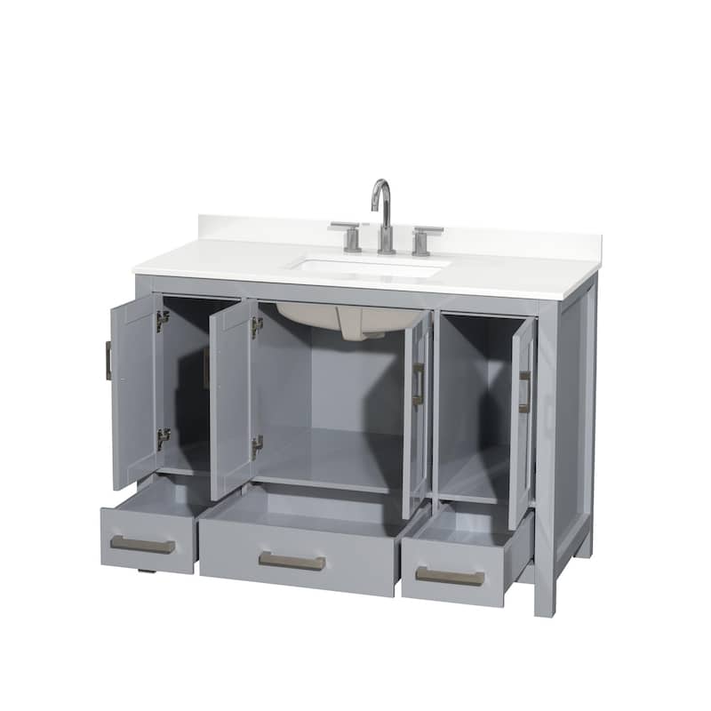 Sheffield 48-inch Single Vanity, 3 Hole Quartz Top