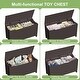 preview thumbnail 3 of 8, Kids Wooden Toy Box Storage with Safety Hinged Lid for Ages 3+ (Coffee)