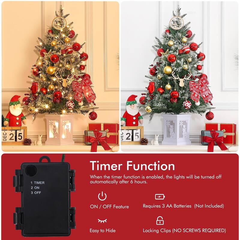 Christmas Tree with 78 Multi-Color Led Lights, 3 Ft Pre-Lit Artificial Christmas Decoration