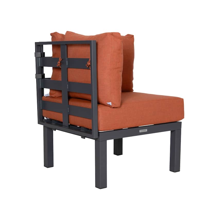 Outdoor 7-Piece Patio Sectional Set Aluminum Frame W/ Fire Pit Table