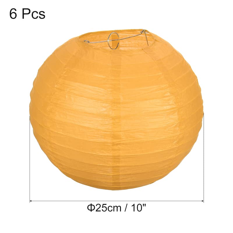 6pcs 10 Inch Folding Hanging Paper Lanterns for Wedding Home Party - Yellow