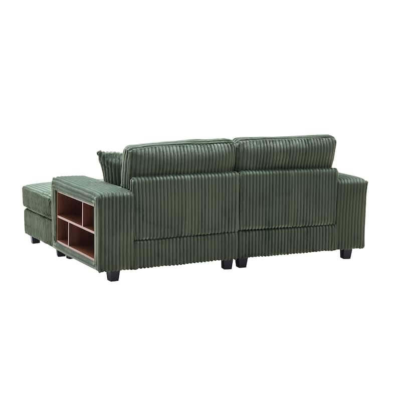 79.5" Corduroy Sectional Sofa Sleeper Sofa, Convertible Double Chaise Lounges Couch