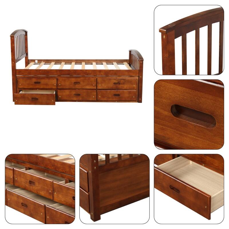 Constructed drawer bed Walnut bed furniture Solid Wood storage bed