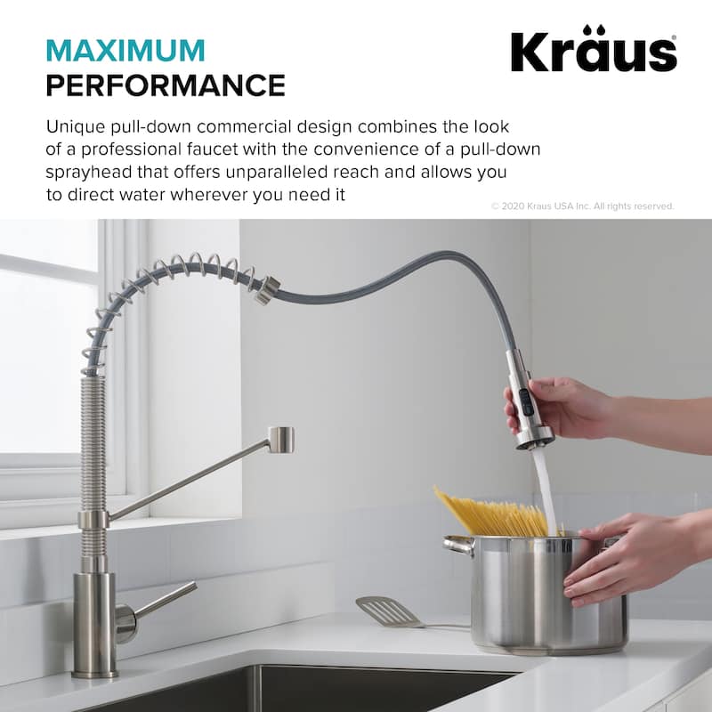 Kraus Bolden 2-Function 1-Handle Commercial Pulldown Kitchen Faucet