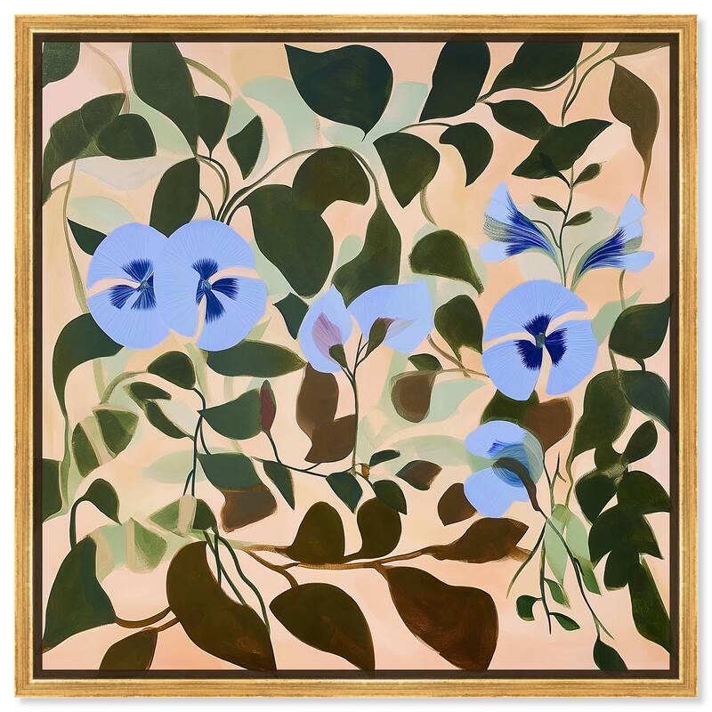 Naive Blue Flowers Canvas by Art Remedy - 24" x 24" - Gold