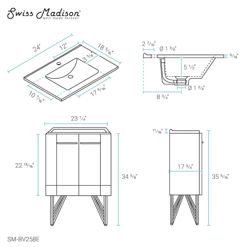 Annecy 24" Bathroom Vanity in Cinder Purple