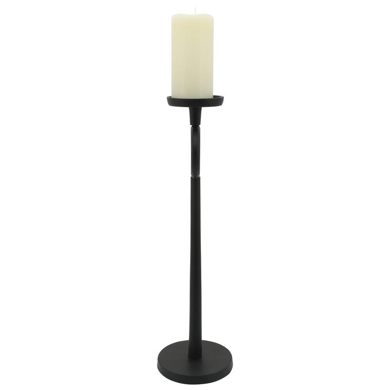 Metal Candle Holder - Contemporary Black Aluminum Narrow Candle Holder for Home or Office Decor