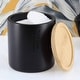 preview thumbnail 46 of 63, Sleek Cotton Pad Holder - Polyresin Bathroom Storage Container with Bamboo Lid - 4 L x 4 W x 4.6H Black