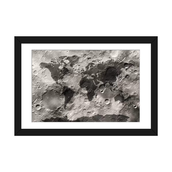 slide 2 of 20, iCanvas "World Map on The Moon's Surface" by Michael Tompsett Black - 24x32x1