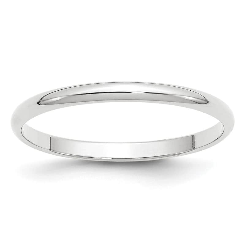 Amanda Rose Women's 10K White Gold 2mm Classic Plain Wedding Band - 4.5