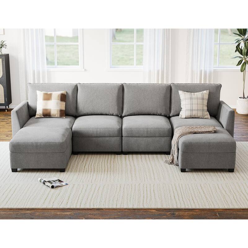 Sectional Sofa with Storage Seats