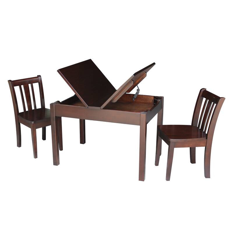 Kids Table with Lift Up Top and 2 San Remo Juvenile Chairs - 3 Piece Set