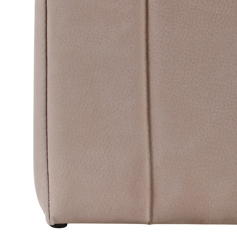 Suede Ottoman Square Compact Pouf Footstool Luxury Accent - 19" Tan