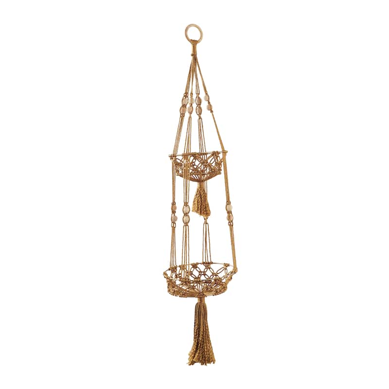 Intricately Handmade Fabric Hanging Macrame Wall Planter - Brown or White