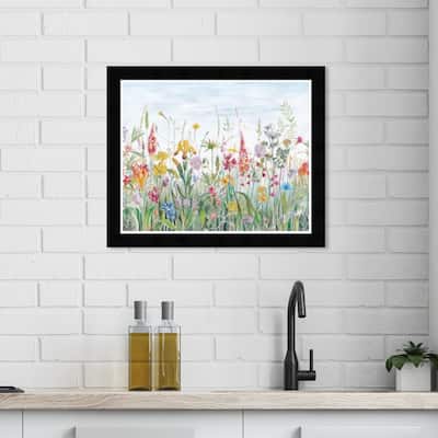 Wynwood Studio Prints Floral and Botanical Floral field Blue and Light Blue Traditional Wall Art Canvas Print