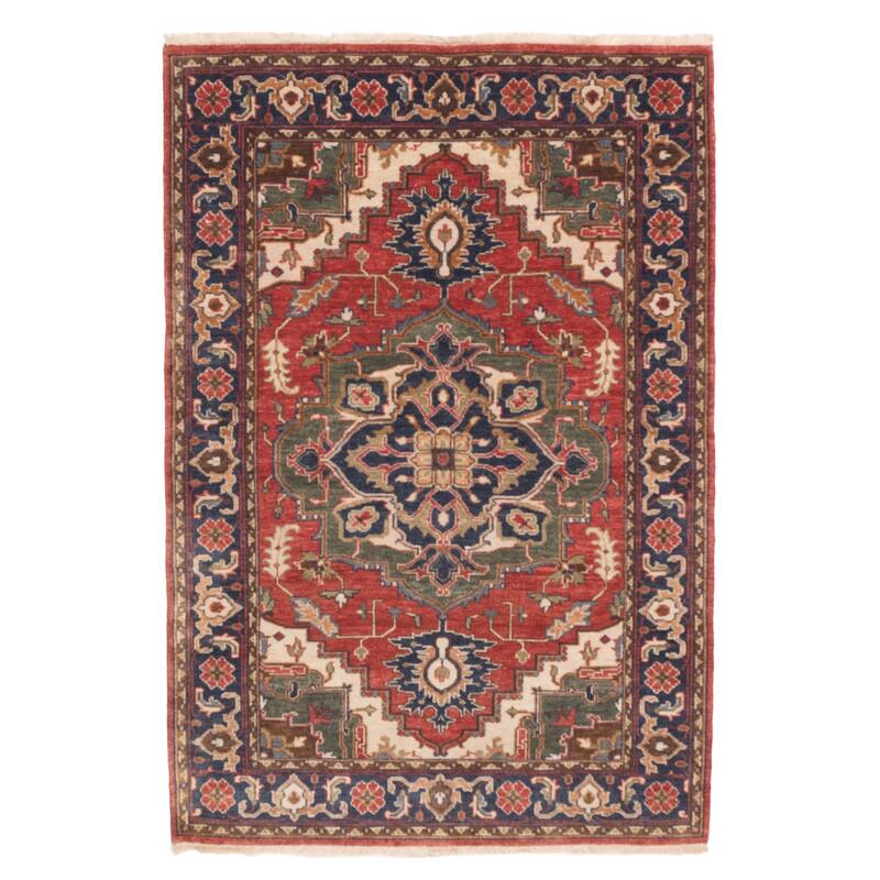ECARPETGALLERY Hand-knotted Jules Sultane Red Wool Rug - 4'0 x 5'9