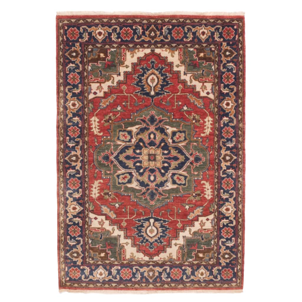 ECARPETGALLERY Hand-knotted Jules Sultane Red Wool Rug - 4'0 x 5'9